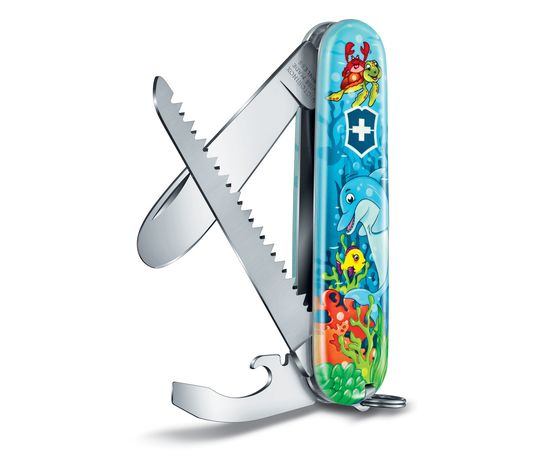  Нож перочинный Victorinox My First Victorinox Dolphin Edition (0.2373.E1) 84мм 9функций голубой/рисунок карт.коробка 