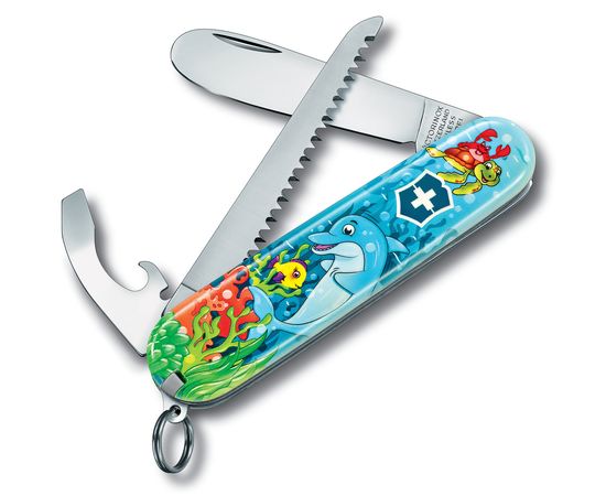  Нож перочинный Victorinox My First Victorinox Dolphin Edition (0.2373.E1) 84мм 9функций голубой/рисунок карт.коробка 