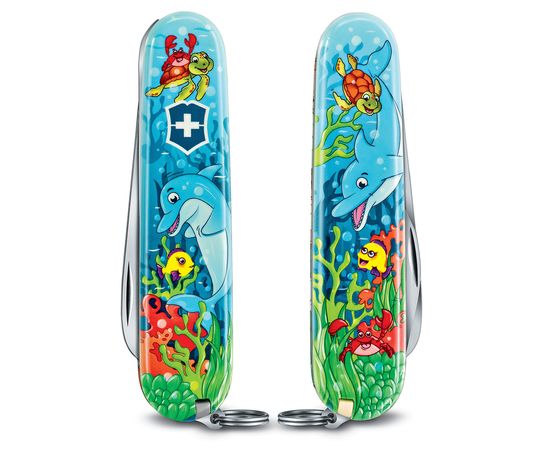  Нож перочинный Victorinox My First Victorinox Dolphin Edition (0.2373.E1) 84мм 9функций голубой/рисунок карт.коробка 