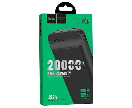  Внешний аккумулятор Hoco J52A New joy mobile power bank 20000mAh USB*2 (black) (115162) 