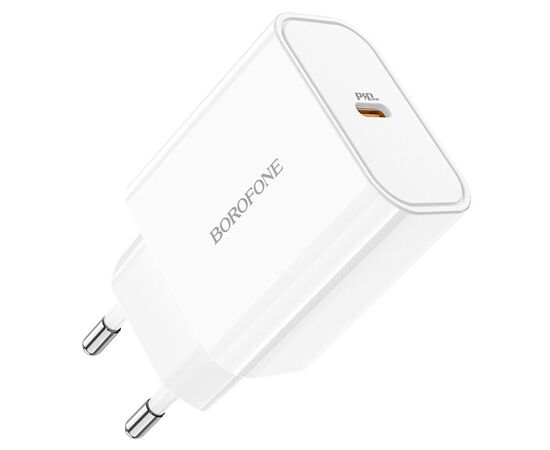  Адаптер Сетевой Borofone BA57A Easy Speed 1TYPE-C/5V/2.1A PD20W (white) (207926) 