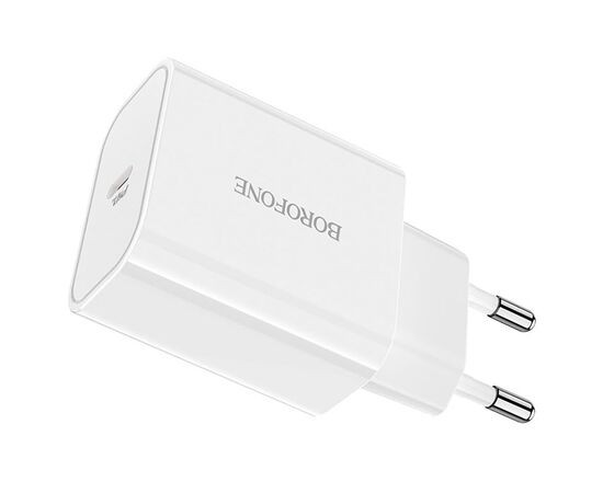  Адаптер Сетевой Borofone BA57A Easy Speed 1TYPE-C/5V/2.1A PD20W (white) (207926) 