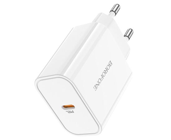  Адаптер Сетевой Borofone BA57A Easy Speed 1TYPE-C/5V/2.1A PD20W (white) (207926) 