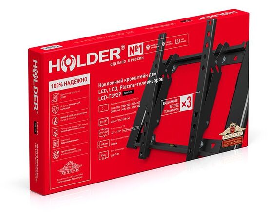  Кронштейн для телевизора Holder T3929-B черный 22"-47" макс.45кг настенный наклон 