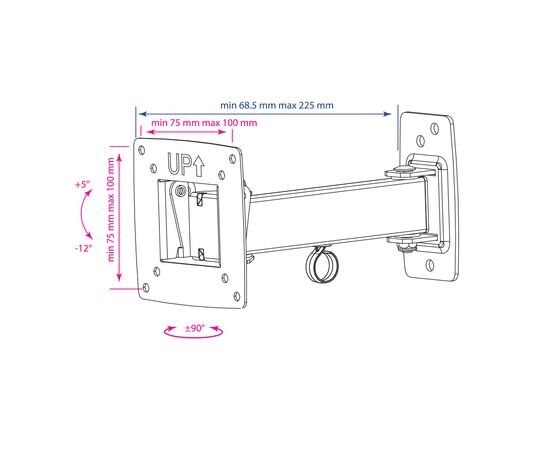  10"-28" Кронштейн Kromax OPTIMA-103 Наклонно-поворотный черный  макс.25кг 