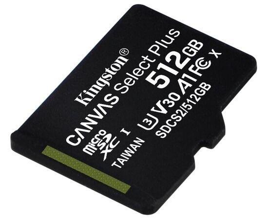  Карта памяти Kingston SDCS2/512GBSP microSDXC Canvas Select Plus 512GB UHS-I Class U3 V30 A1 без адаптера 