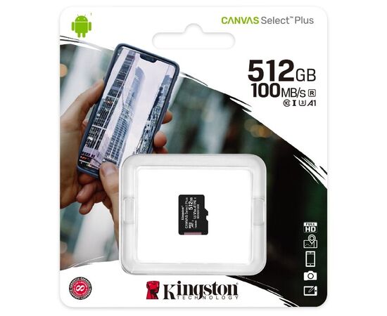  Карта памяти Kingston SDCS2/512GBSP microSDXC Canvas Select Plus 512GB UHS-I Class U3 V30 A1 без адаптера 