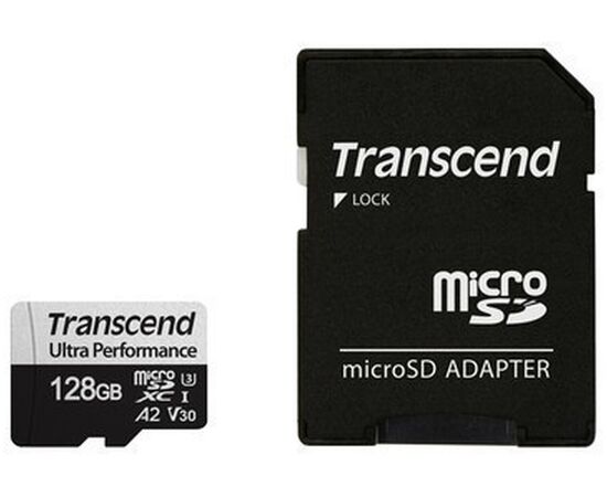  Карта памяти Transcend Ultra Perfomrance (TS128GUSD340S) 128GB microSDXC Class 10 UHS-I U3, V30, A2, (SD адаптер), TLC 
