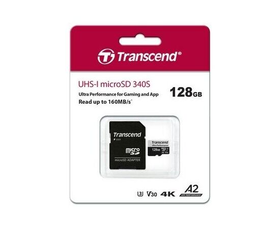  Карта памяти Transcend Ultra Perfomrance (TS128GUSD340S) 128GB microSDXC Class 10 UHS-I U3, V30, A2, (SD адаптер), TLC 