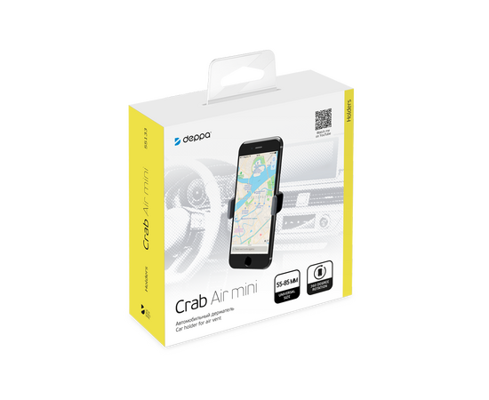  Автомобильный держатель Crab Air mini для смартфонов, крепление на вентиляционную решетку, Deppa, 55133 