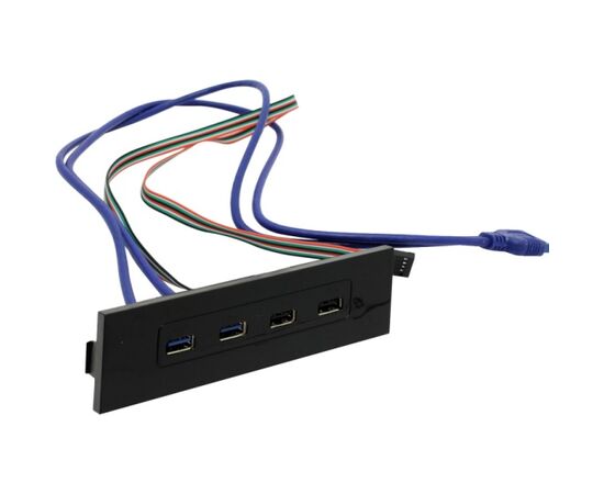  Планка USB на переднюю панель ExeGate U5H-614, 5.25", 2*USB+2*USB3.0, черная, подсоединение к мат. плате 269460 