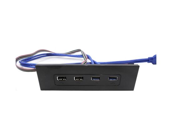  Планка USB на переднюю панель ExeGate U5H-614, 5.25", 2*USB+2*USB3.0, черная, подсоединение к мат. плате 269460 