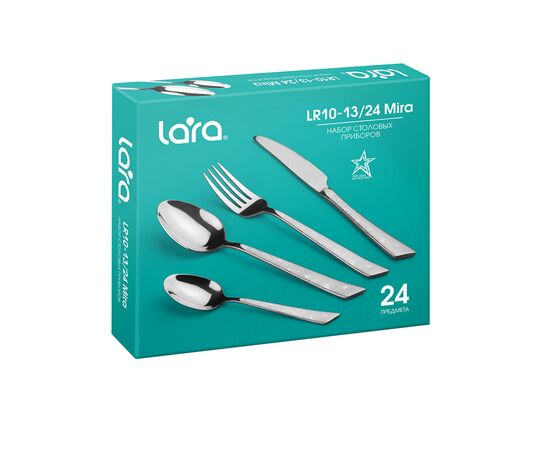  Набор столовых приборов LARA «MlRA» 24 пр. зерк. полировка. остр. вилка. лазер 