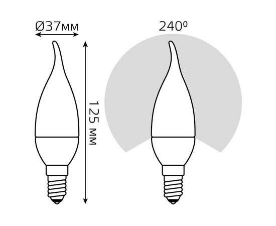  Лампа светодиодная Gauss 104101107 6.5Вт цок.E14 свеча 220B 3000K св.свечения белый теплый уп/10шт 