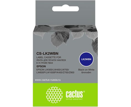  Картридж ленточный Cactus CS-LK2WBN черный для Epson LW300/LW400/LW700/LW600P/LW1000P/K400/Z700/Z900 