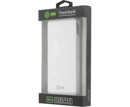 Power bank Cactus CS-PBFSKT-10000 10000mAh 2.1A 2xUSB белый 
