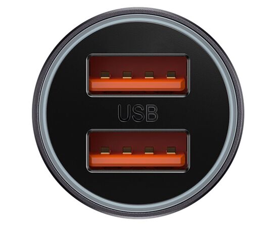  Автомобильное зарядное устройство BASEUS Golden Contactor Max Dual, 2xUSB, 8A, 60W, темно-серый 