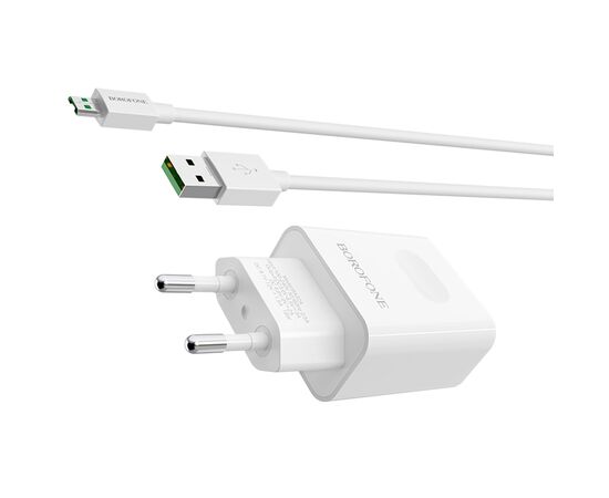  Сетевое зарядное устройство BOROFONE BA32A Bright power 1xUSB с Кабелем USB - Micro, 3A, 18W, белый 