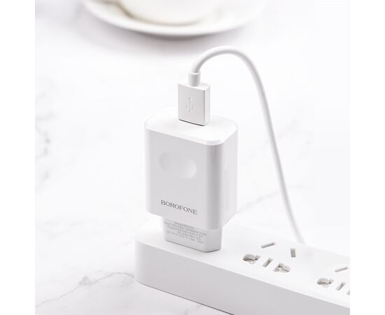  Сетевое зарядное устройство BOROFONE BA32A Bright power 1xUSB с Кабелем USB - Micro, 3A, 18W, белый 