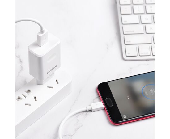 Сетевое зарядное устройство BOROFONE BA32A Bright power 1xUSB с Кабелем USB - Micro, 3A, 18W, белый 