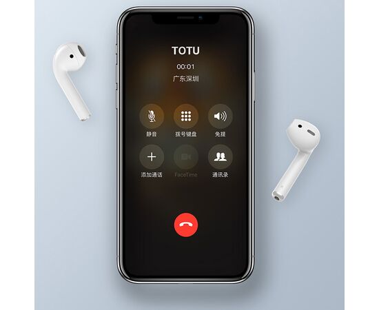  Беспроводные наушники TWS TOTU EAUB-014, Bluetooth, белый 