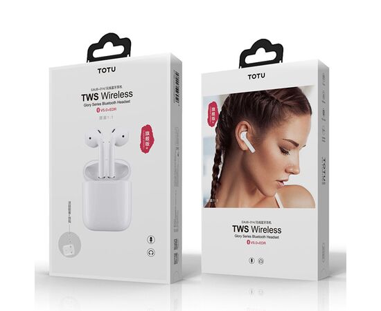  Беспроводные наушники TWS TOTU EAUB-014, Bluetooth, белый 