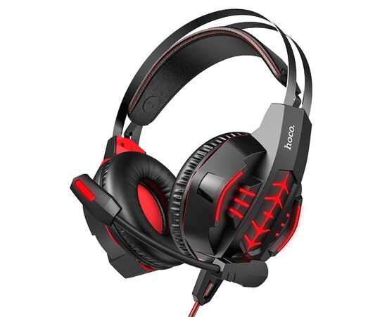  Проводные наушники HOCO W102 Cool tour gaming, USB+Jack 3.5mm, красный 