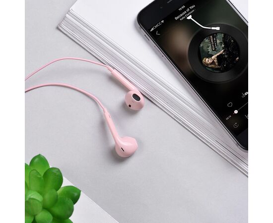  Проводные наушники HOCO M55 Memory, Jack 3.5mm, 1.2 м, розовый 