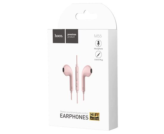  Проводные наушники HOCO M55 Memory, Jack 3.5mm, 1.2 м, розовый 