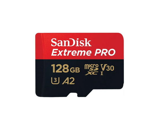  MicroSD  128GB  SanDisk Class 10 Extreme Pro A2 V30 UHS-I U3 (200 Mb/s) + SD адаптер 