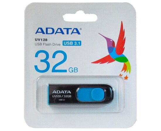  USB 3.0  32GB  A-Data  UV128  чёрный/синий 