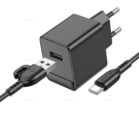  BOROFONE BAS11A/ Сетевое ЗУ + Кабель Type-C 1m/ 1 USB/ Выход: 10.5W/ Black 