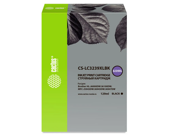  Картридж Cactus CS-LC3239XLBK черный струйный (129мл) для Brother HL-J6000DW/J6100DW 