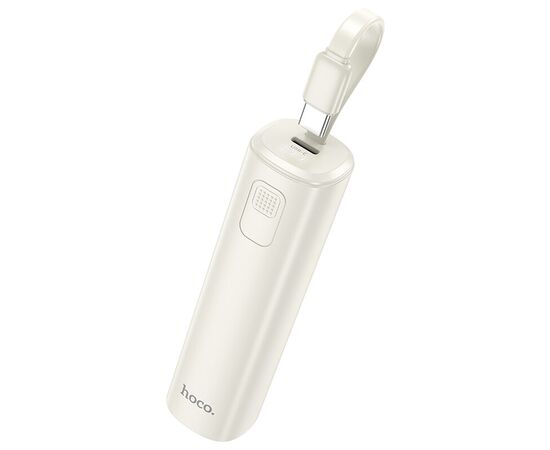  Аккумулятор внешний HOCO J113 Energy-bar, 5000mAh, пластик, алюминий, 1 USB выход, кабель Type-C, 2.0А, цвет: белый (1/42) 