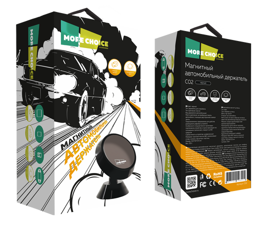  Держатель авто магнитный More Choice C02 (Black) 