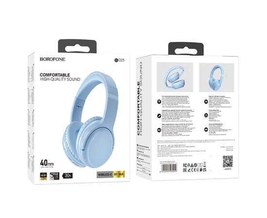 Bluetooth-наушники полноразмерные Bluetooth 5.3 300mah Borofone BO25 Rhyme (Blue) 