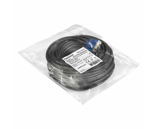  Кабель ExeGate EX294727RUS VGA Pro EX-CC-PVGA-15M15M-20.0 (15M/15M, 20м, 2 фильтра, позолоченные контакты, экран) 