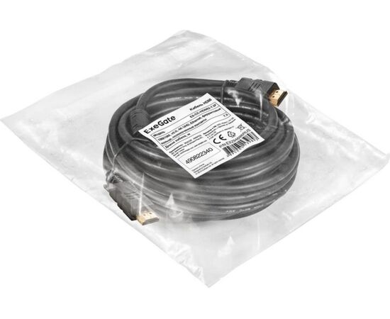  Кабель ExeGate EX294696RUS HDMI EX-CC-HDMI2-7.5F (19M/19M, v2.0, 7,5м, 4K UHD, Ethernet, ферритовые кольца, позолоченные контакты) 