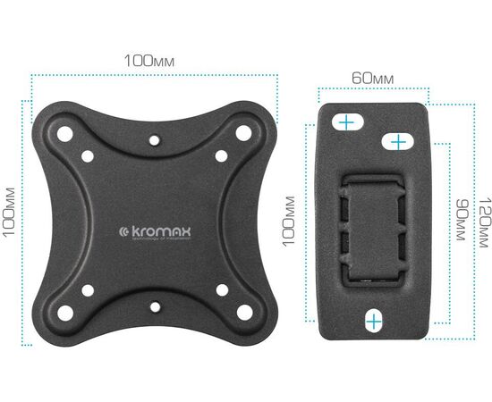  Кронштейн Kromax CORBEL-3  black, 10 шт/уп. Кр. стал. наст. для TV 10"-34", max 25 кг, 5 ст св., нак. +5°-12°, 