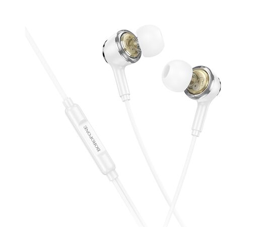  Проводные наушники с микрофоном внутриканальные Borofone BM90 Miller Lightning  (white) (234682) 