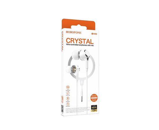  Проводные наушники с микрофоном внутриканальные Borofone BM90 Miller Lightning  (white) (234682) 