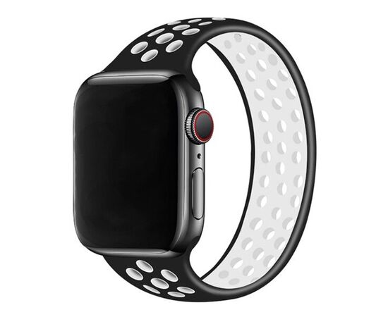  Ремешок-браслет силиконовый перфорированный Great Case Solo Loop для Apple Watch 42/44/45/49 мм, L(155мм), черный+белый (9) 