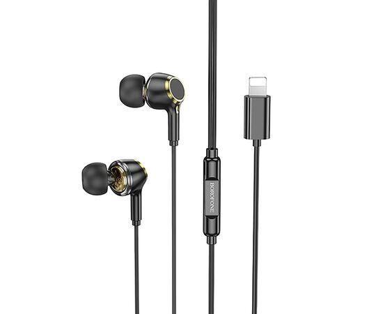  Проводные наушники с микрофоном внутриканальные Borofone BM90 Miller Lightning  (black) (234681) 