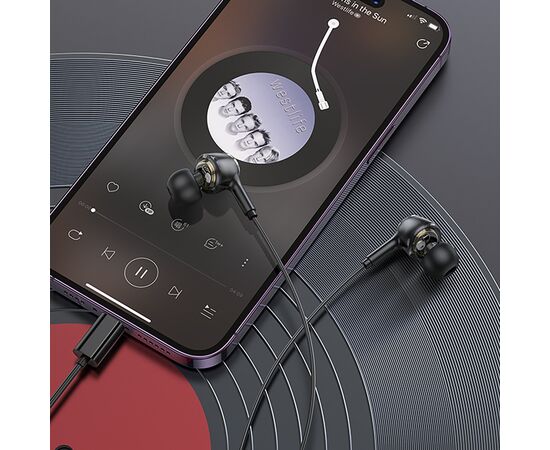  Проводные наушники с микрофоном внутриканальные Borofone BM90 Miller Lightning  (black) (234681) 