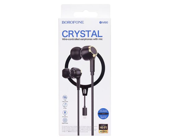  Проводные наушники с микрофоном внутриканальные Borofone BM90 Miller Lightning  (black) (234681) 