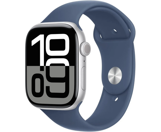  Smart-часы Apple Watch Series 10 A2999 MWWM3ZP/A 46мм 2.1" OLED корп.серебристый Sport Band рем.синий разм.брасл. 160-210мм 