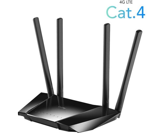  Роутер беспроводной Cudy LT400 N300 10/100BASE-TX/4G cat.4 черный 