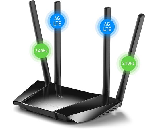  Роутер беспроводной Cudy LT400 N300 10/100BASE-TX/4G cat.4 черный 