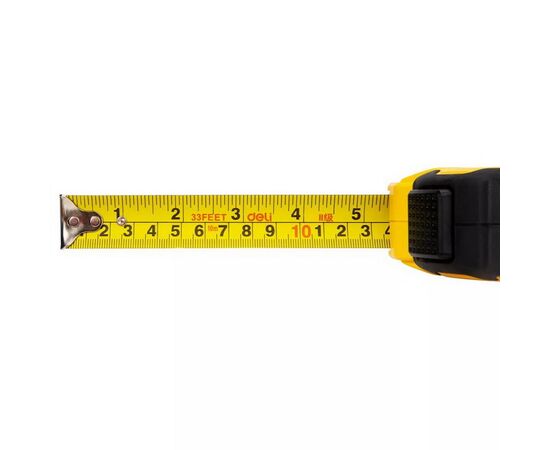  Рулетка Deli DL3799 10м*25мм, Автостоп, ударопрочный корпус, метрическая 