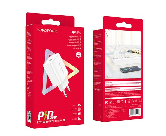  СЗУ BOROFONE BA57A Easy Speed 1USB, PD20W (белый) 